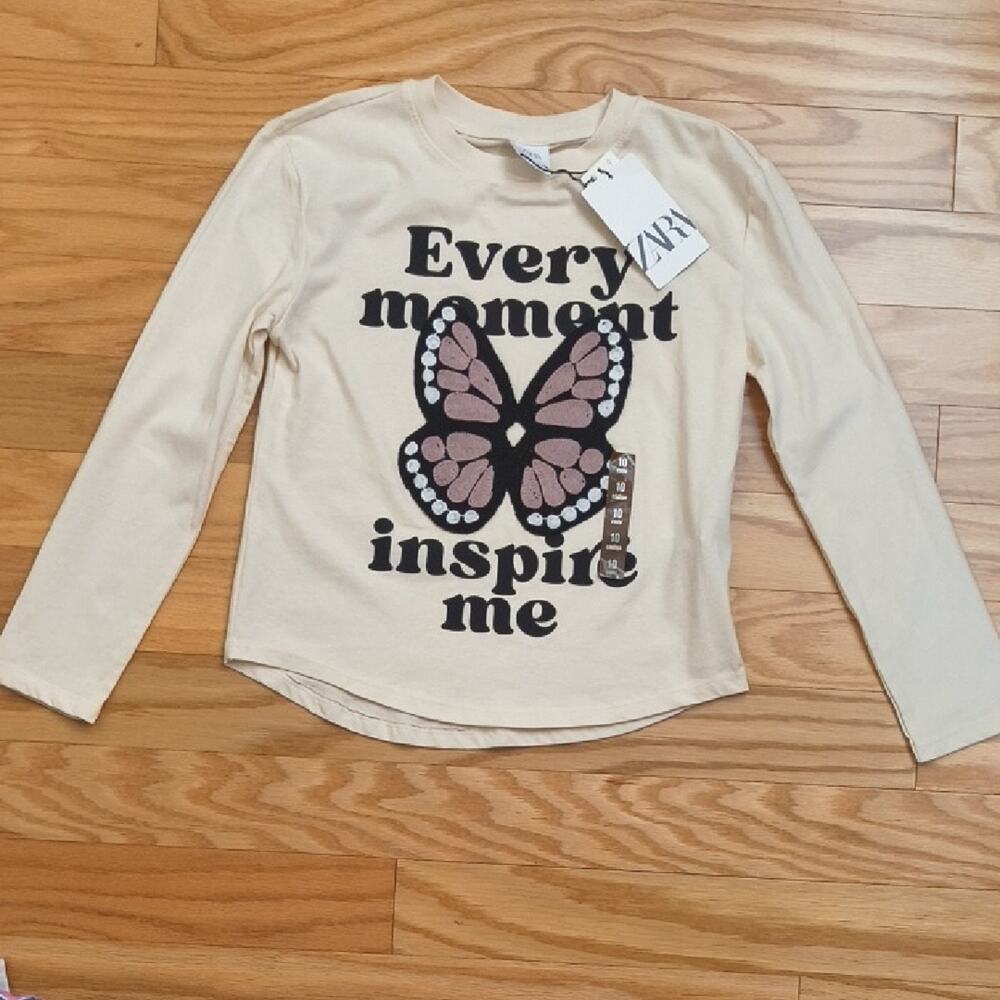 Zara Kids Long Sleeve Every Moment Inspire Me, Size 10 NWT